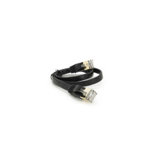 Патч-корд 0.5м UTP cat.7, CU, RJ45, плоский, black Weepda (PCMF-CU7/0.5Bk)