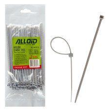 Стяжка Alloid 3.6х150мм, пластик, 100шт./уп., сірий (PC-36150G)